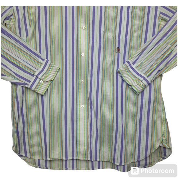 Vintage 90s Tommy Hilfiger Men's Long Sleeve Button-Up Shirt XL 80's 2 Ply - Picture 8 of 16